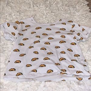 White crop top with tacos with mustaches